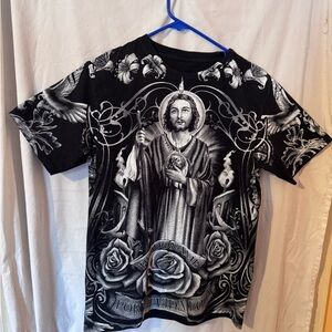 The Normal Brand Black and Gray Religious Graphic Tee